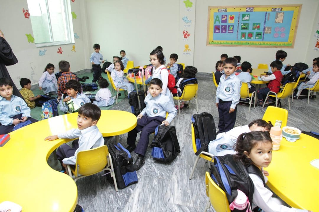 A bright early years classroom in session